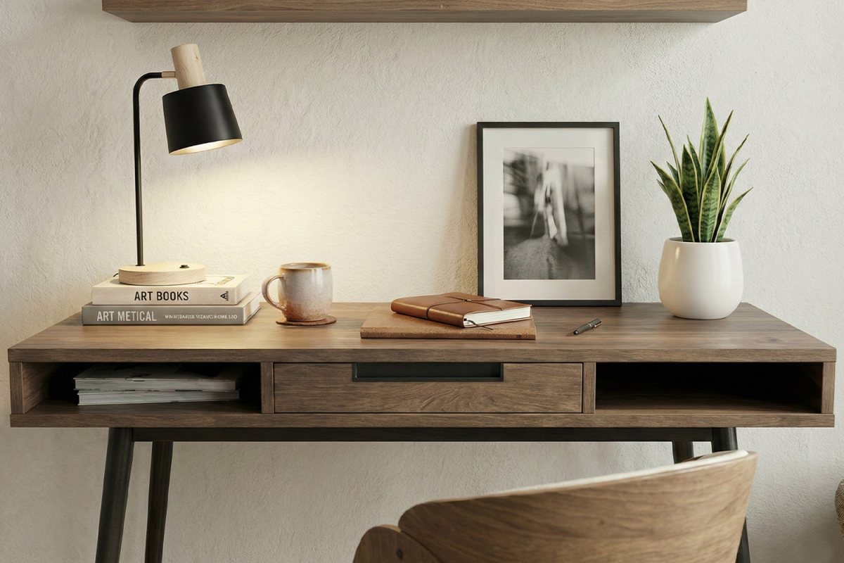 Bureau 1 tiroir Arles | Chêne ou Noyer, fabriqué en France