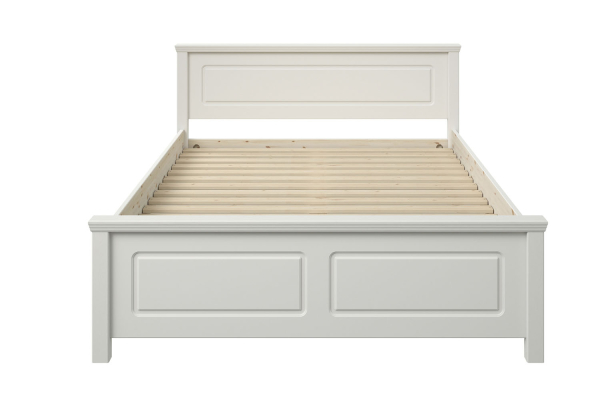 Lit en bois avec tête de lit blanc – Élégance et solidité durable