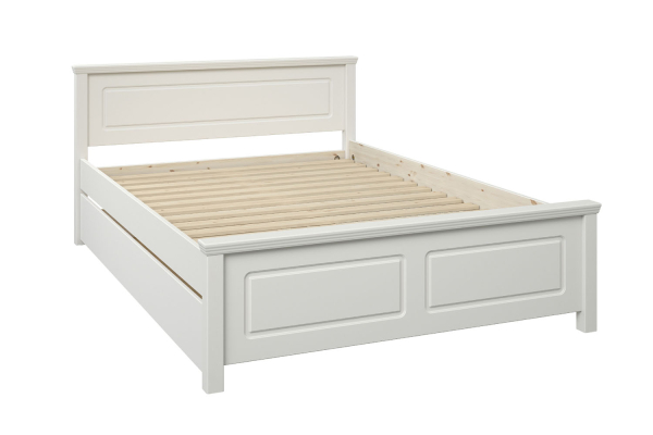 Lit en bois avec tête de lit blanc – Élégance et solidité durable
