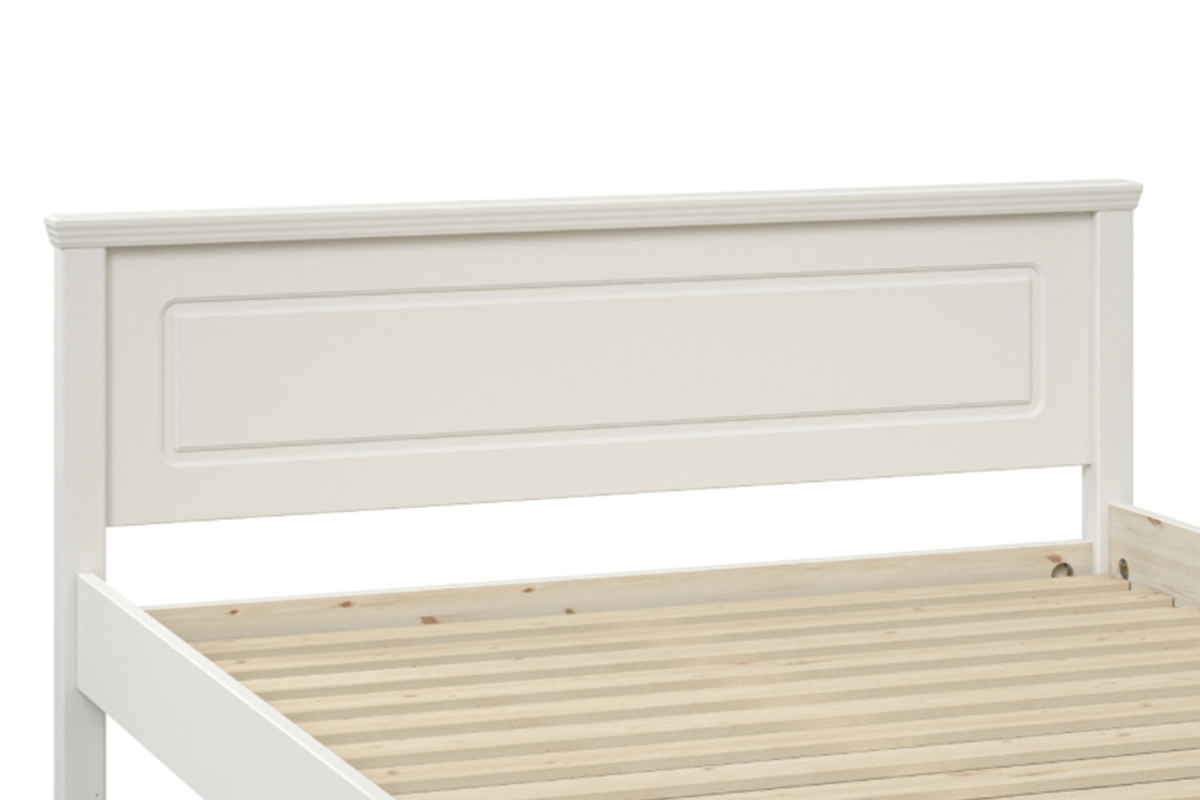Lit en bois avec tête de lit blanc – Élégance et solidité durable