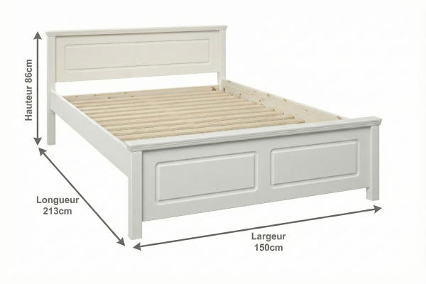 Lit en bois avec tête de lit blanc – Élégance et solidité durable