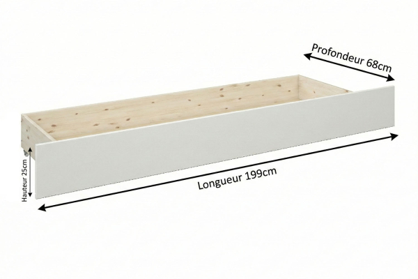Tiroir de rangement pour lit blanc – Solution discrète et pratique