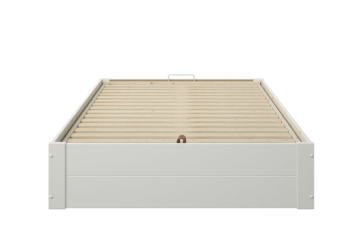 Lit coffre en bois massif blanc – Rangement optimal et finition premium