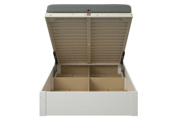 Lit coffre en bois massif blanc – Rangement optimal et finition premium