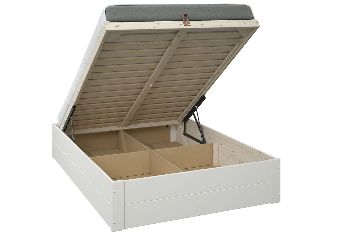 Lit coffre en bois massif blanc – Rangement optimal et finition premium