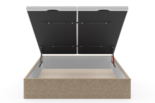 Lit coffre matelassé en tissu Jade – Structure robuste et tête de lit