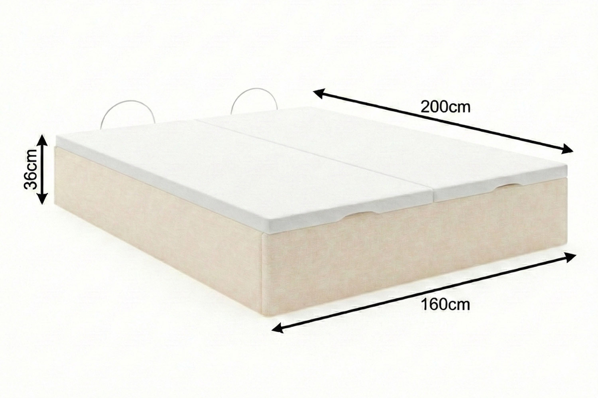 Lit coffre matelassé en tissu Jade – Structure robuste et tête de lit