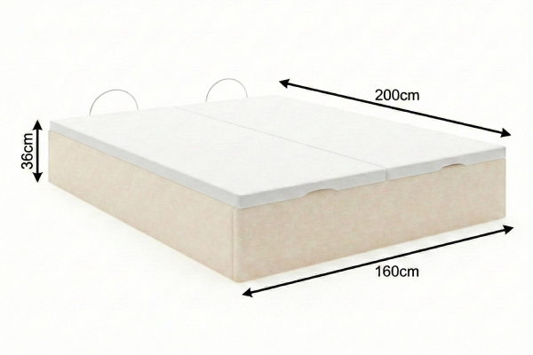 Lit coffre matelassé en tissu Jade – Structure robuste et tête de lit