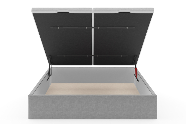 Lit coffre matelassé en tissu Jade – Structure robuste et tête de lit