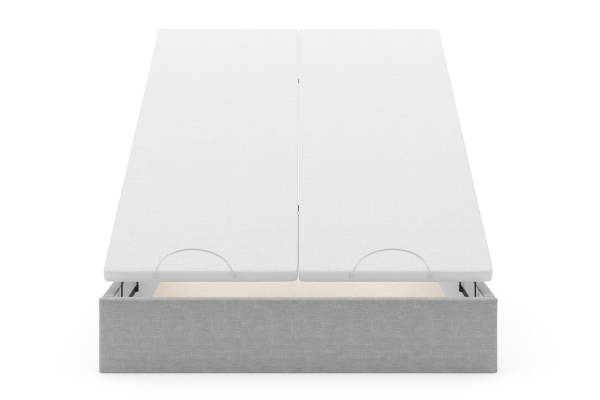 Lit coffre matelassé en tissu Jade – Structure robuste et tête de lit