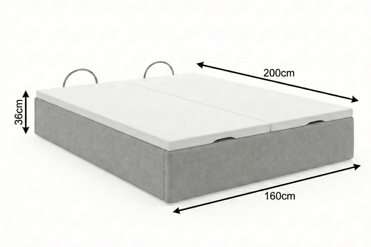Lit coffre matelassé en tissu Jade – Structure robuste et tête de lit