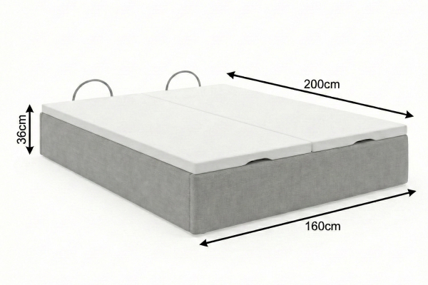 Lit coffre matelassé en tissu Jade – Structure robuste et tête de lit
