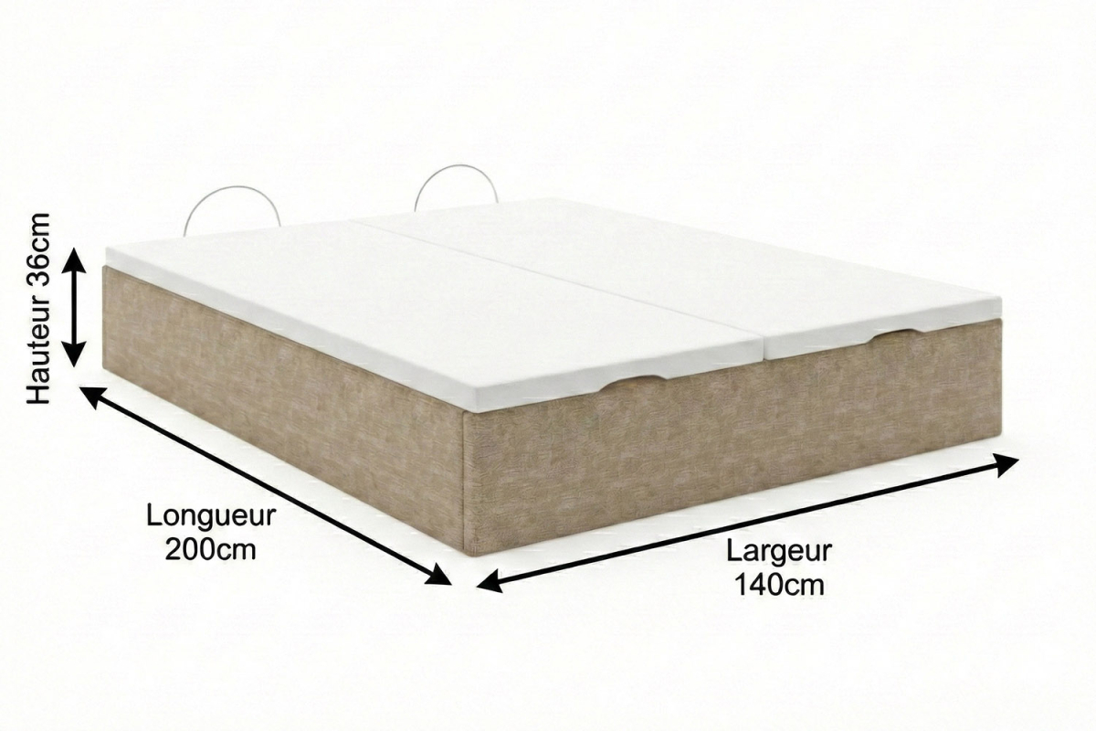 Lit coffre matelassé en tissu Jade – Finition haut de gamme