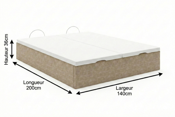 Lit coffre matelassé en tissu Jade – Finition haut de gamme