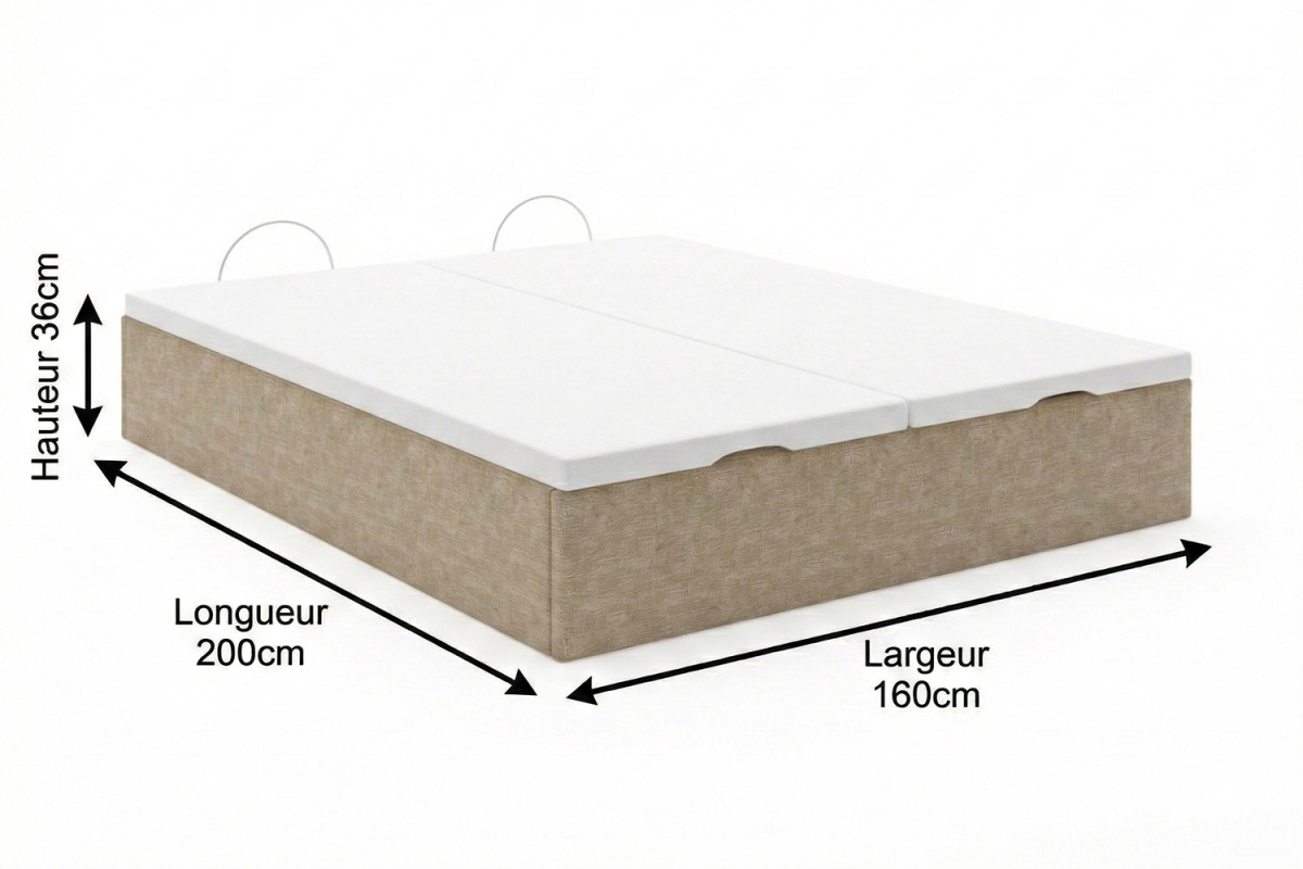 Lit coffre matelassé en tissu Jade – Finition haut de gamme