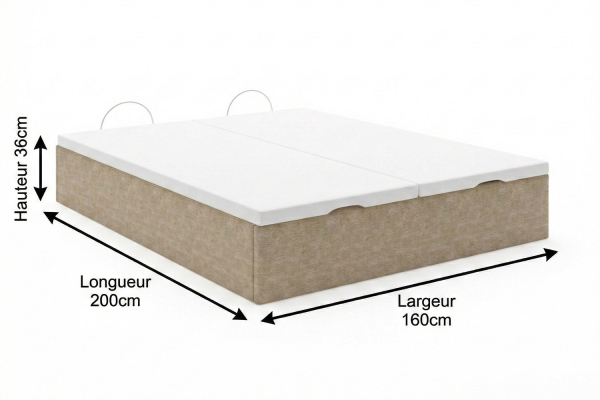 Lit coffre matelassé en tissu Jade – Finition haut de gamme