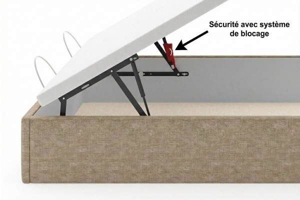 Lit coffre matelassé en tissu Jade – Finition haut de gamme