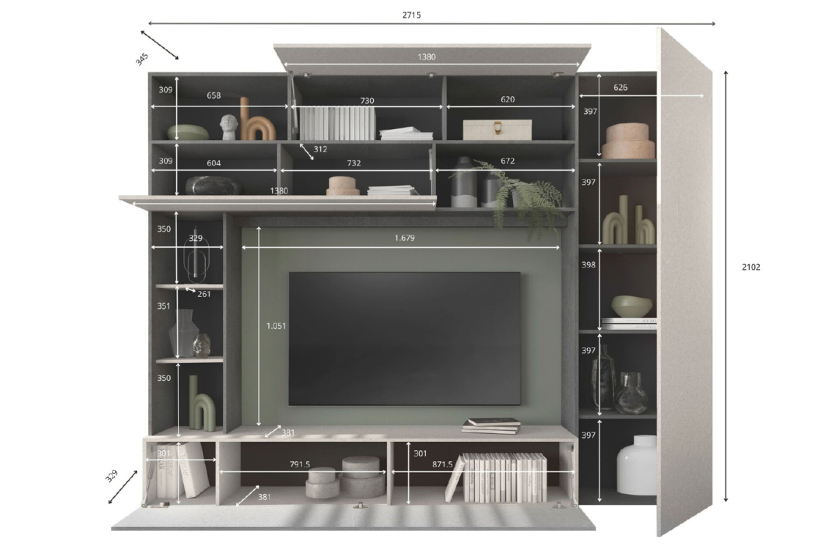 Ensemble meuble TV 270 cm – Rangement et modernité