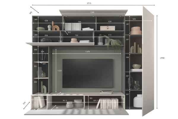 Ensemble meuble TV 270 cm – Rangement et modernité