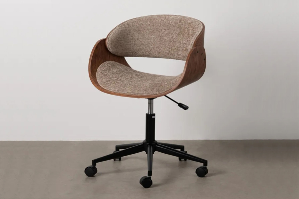 Chaise de bureau en bois massif et tissu Alwen