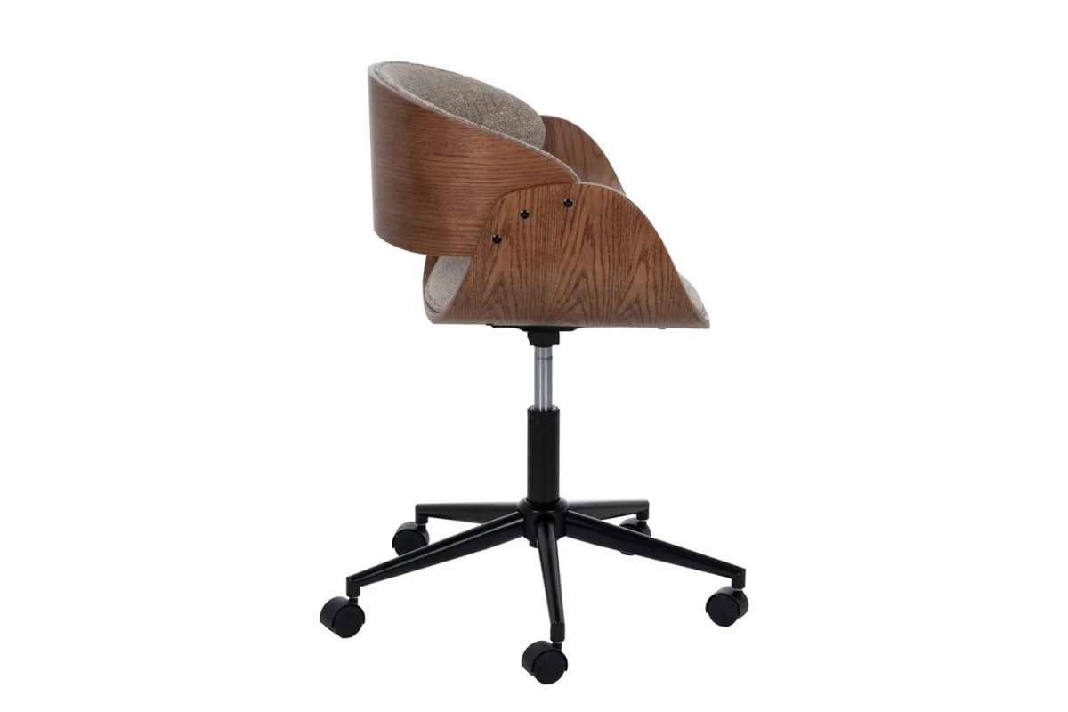 Chaise de bureau en bois massif et tissu Alwen
