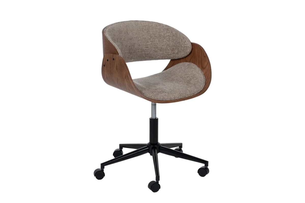 Chaise de bureau en bois massif et tissu Alwen