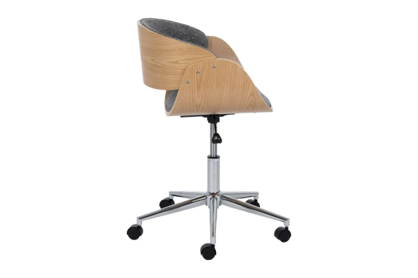 Chaise de bureau en bois massif et tissu Alwen