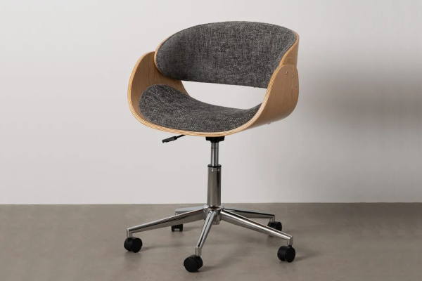 Chaise de bureau en bois massif et tissu Alwen