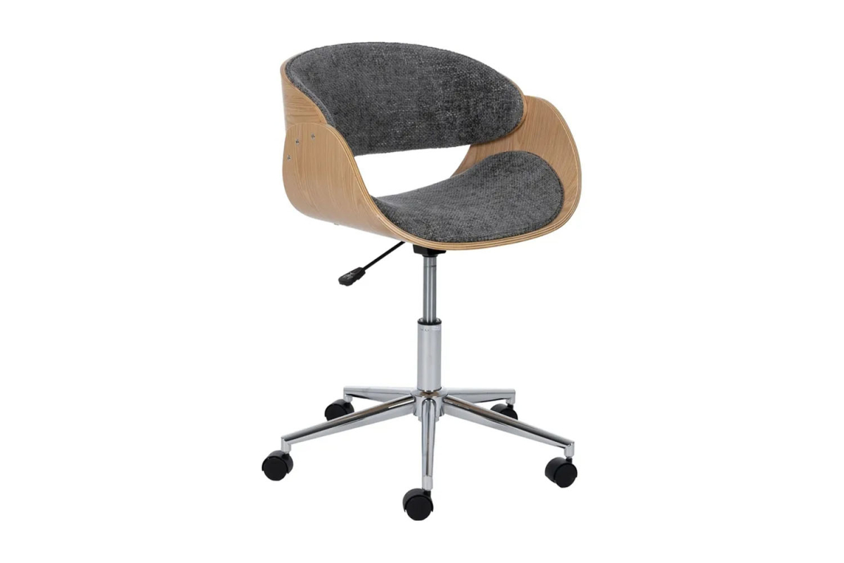 Chaise de bureau en bois massif et tissu Alwen