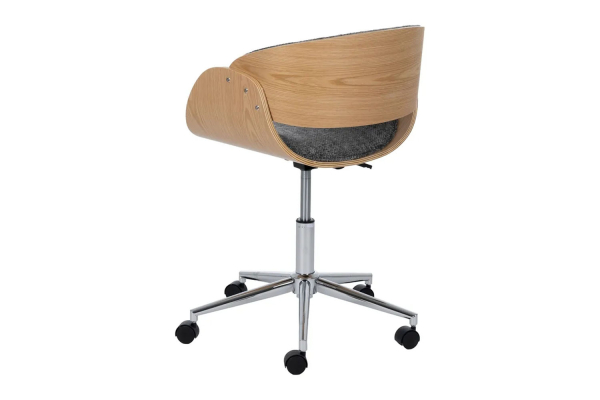 Chaise de bureau en bois massif et tissu Alwen