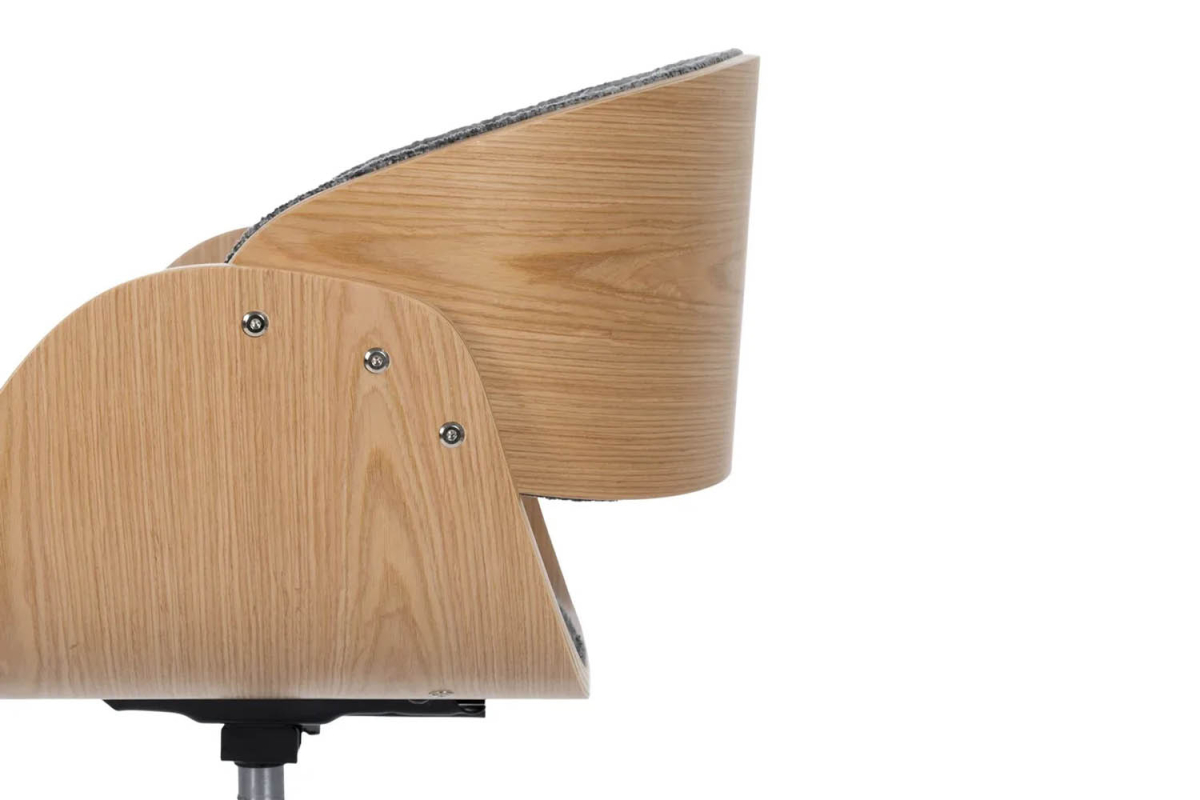 Chaise de bureau en bois massif et tissu Alwen
