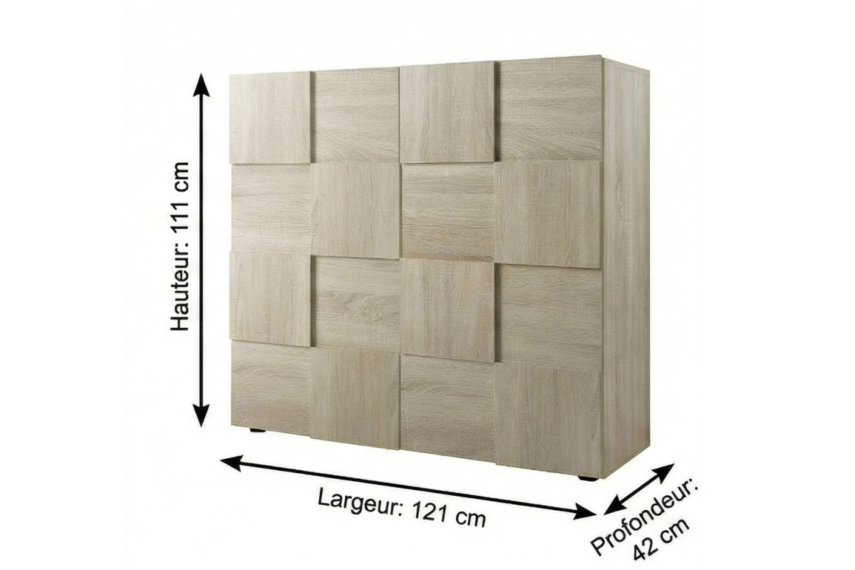 Buffet haut 2 portes 120 cm Calvi – design et rangement pratique