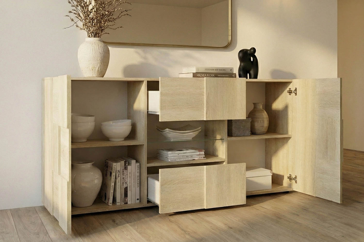 Buffet 2 portes 2 tiroirs 180 cm Calvi – Élégance et rangement