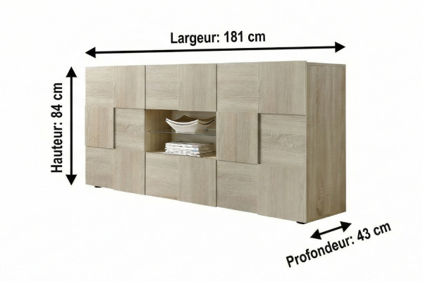 Buffet 2 portes 2 tiroirs 180 cm Calvi – Élégance et rangement