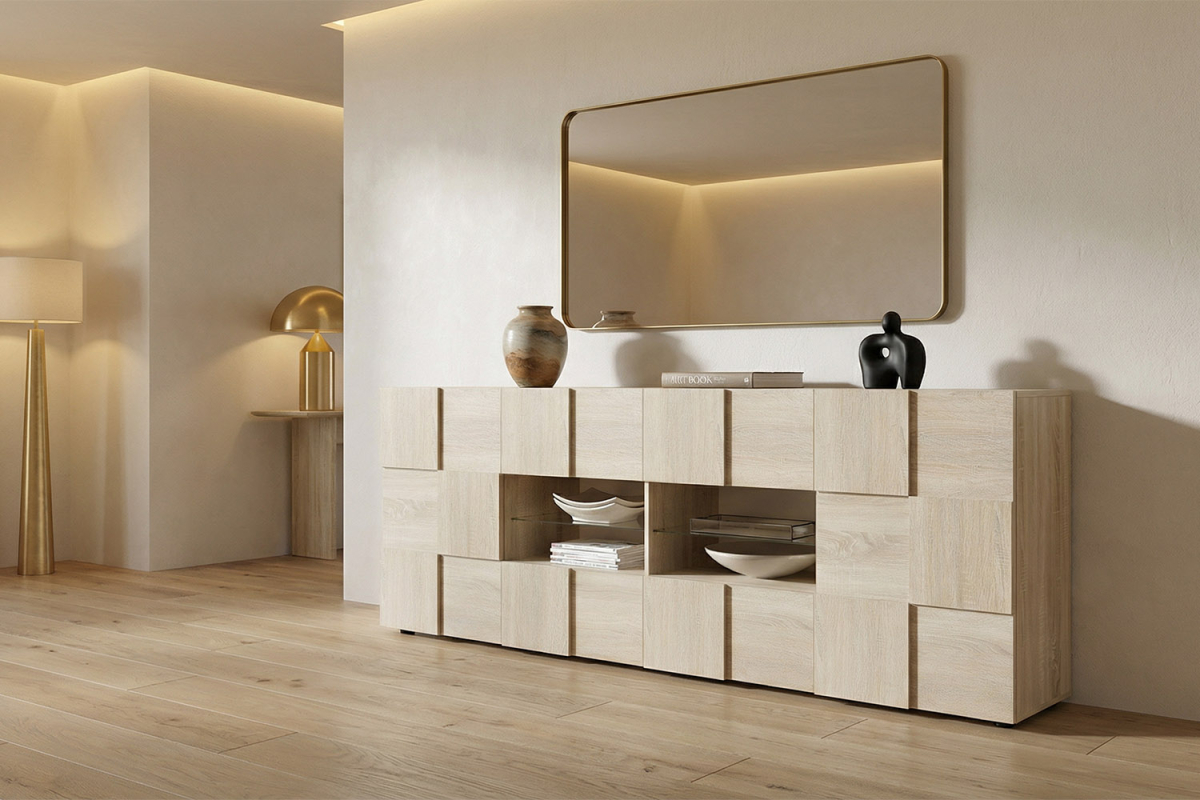 Buffet 2 portes 4 tiroirs 240 cm Calvi – Rangement grand format