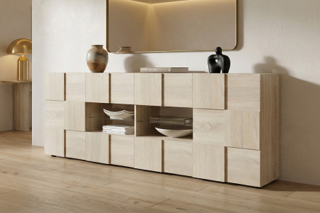 Buffet 2 portes 4 tiroirs 240 cm Calvi – Rangement grand format