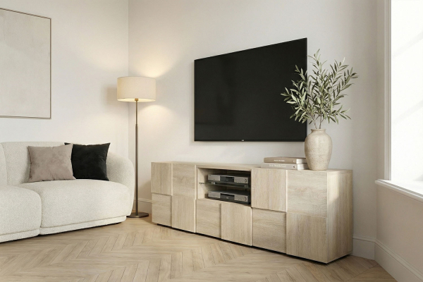 Meuble TV 2 portes 1 tiroir 180 cm Calvi – Élégance et fonctionnalité