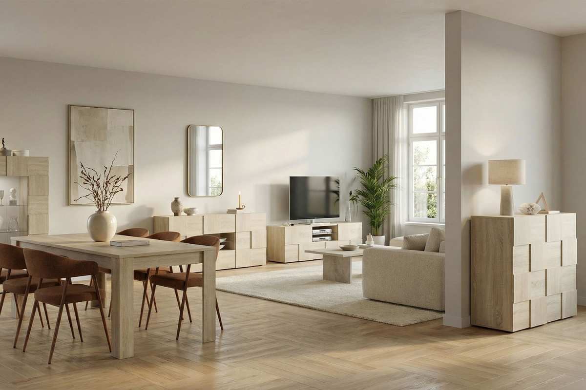 Meuble TV 2 portes 1 tiroir 180 cm Calvi – Élégance et fonctionnalité