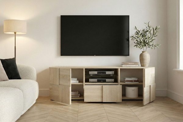 Meuble TV 2 portes 1 tiroir 180 cm Calvi – Élégance et fonctionnalité