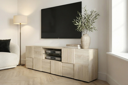 Meuble TV 2 portes 1 tiroir 180 cm Calvi – Élégance et fonctionnalité