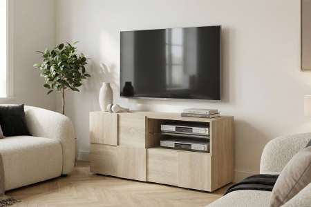 Meuble TV 1 porte 1 tiroir 120 cm Calvi – Design et praticité