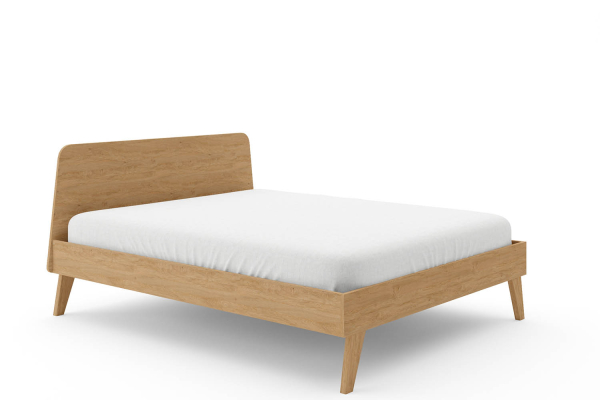 Lit en bois avec tête de lit Soho - Chêne