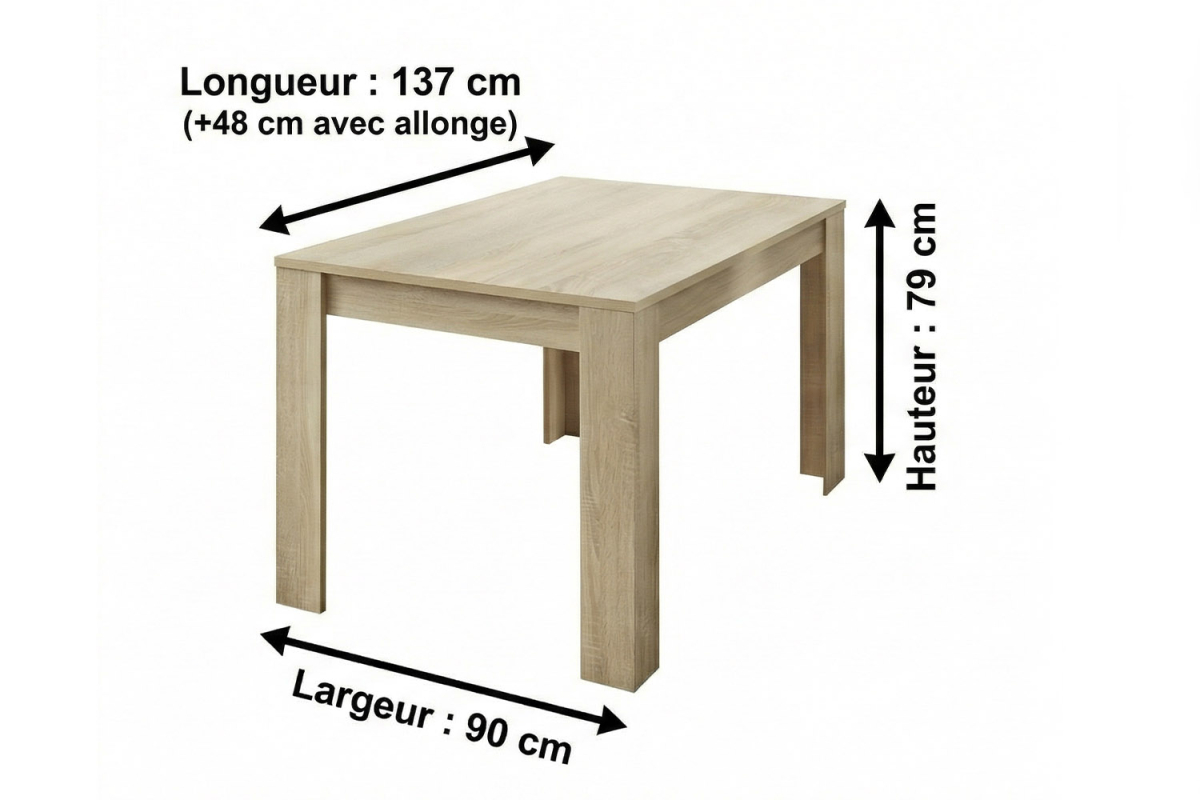 Table à manger avec rallonge Calvi – Convivialité et design