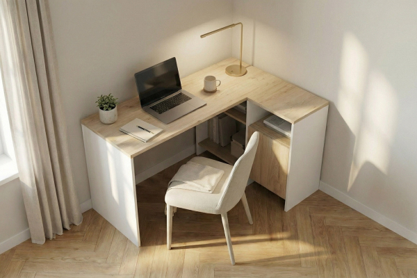 Bureau d’angle Lino avec rangements | Design et pratique