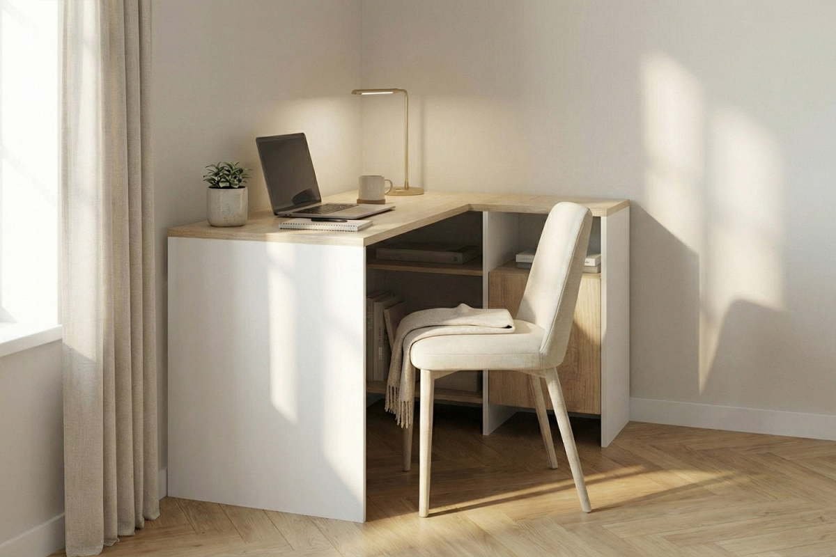 Bureau d’angle Lino avec rangements | Design et pratique