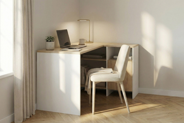Bureau d’angle Lino avec rangements | Design et pratique