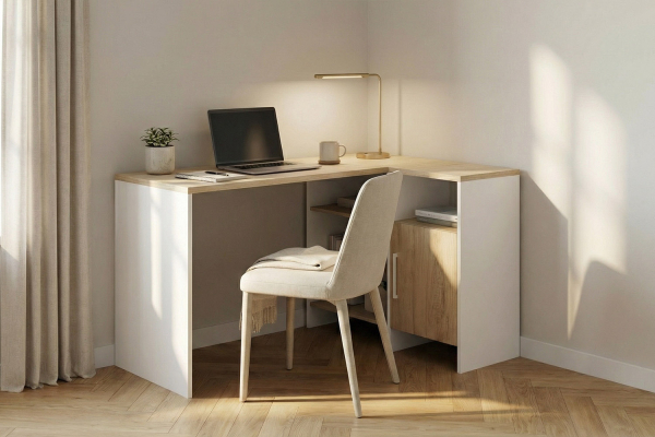 Bureau d’angle Lino avec rangements | Design et pratique