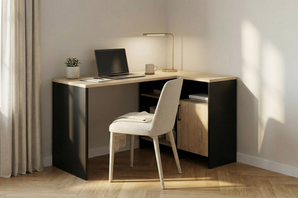 Bureau d’angle Lino avec rangements | Design et pratique