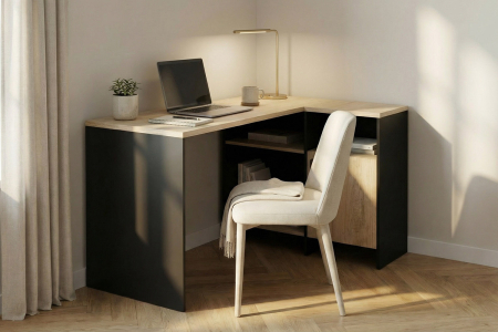 Bureau d’angle Lino avec rangements | Design et pratique