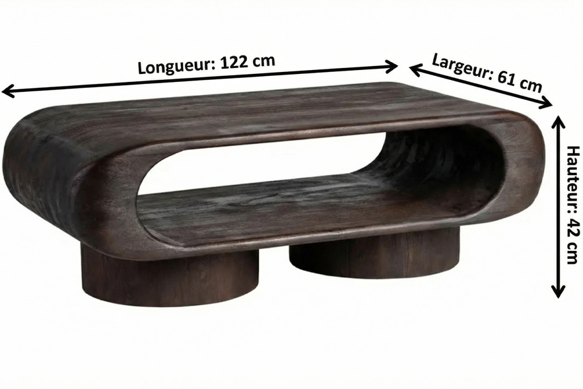 Table basse Senza 122 cm en manguier massif – Mobilier haut de gamme